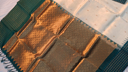 Close-up of a woven fabric with a textured pattern on a white background