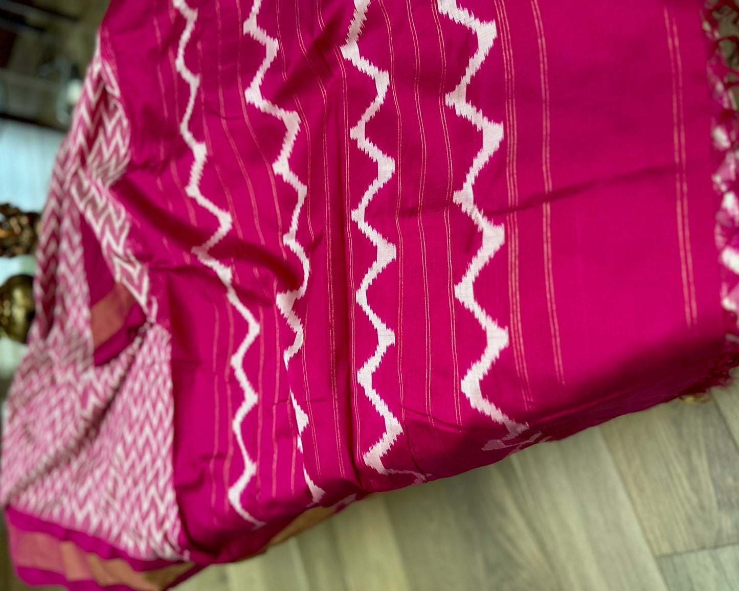 Magenta Ikat Silk Double Weave Saree | Authentic Indian Heritage