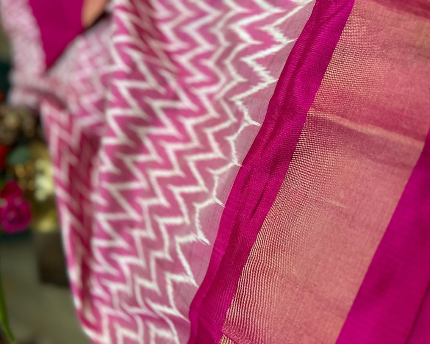 Magenta Ikat Silk Double Weave Saree | Authentic Indian Heritage