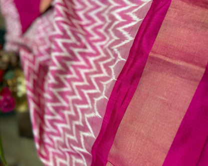 Magenta Ikat Silk Double Weave Saree | Authentic Indian Heritage