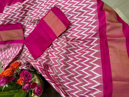 Magenta Ikat Silk Double Weave Saree | Authentic Indian Heritage