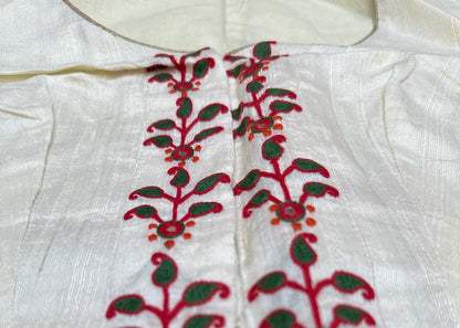 Handcrafted Ivory Designer Blouse with Temple Floral Embroidery